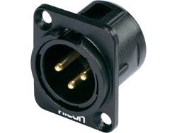 HICON X3DM-G XLR konektor panelový zlacený černý - samec