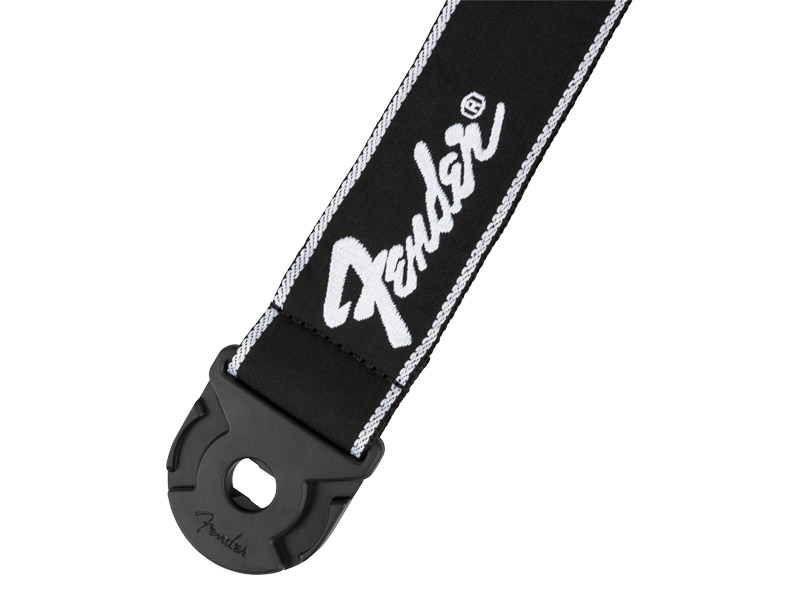 FENDER Quick Grip Locking End Strap, Black with White Running Logo, 2 | Popruhy - 02