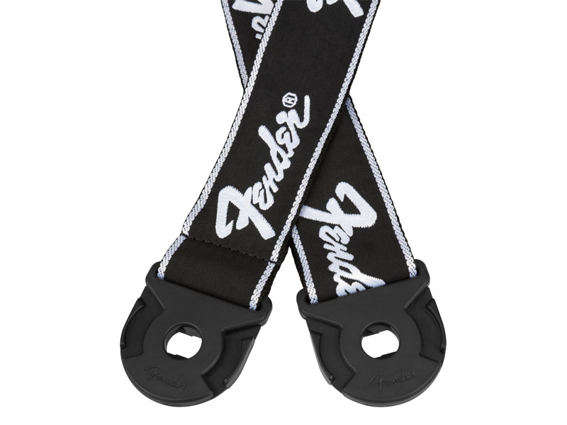 FENDER Quick Grip Locking End Strap, Black with White Running Logo, 2 | Popruhy - 03