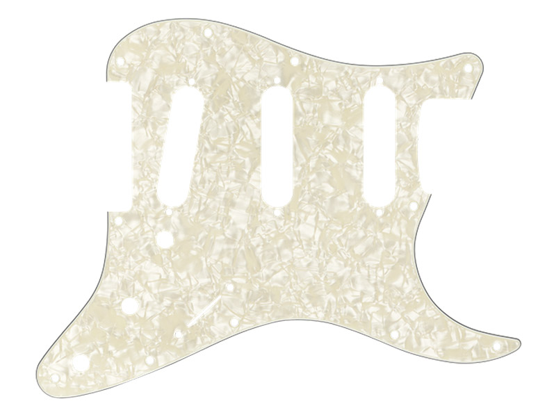 FENDER Pickguard, Stratocaster S/S/S, 11-Hole, Aged White Pearl, 4-Ply | Pickguard - 01
