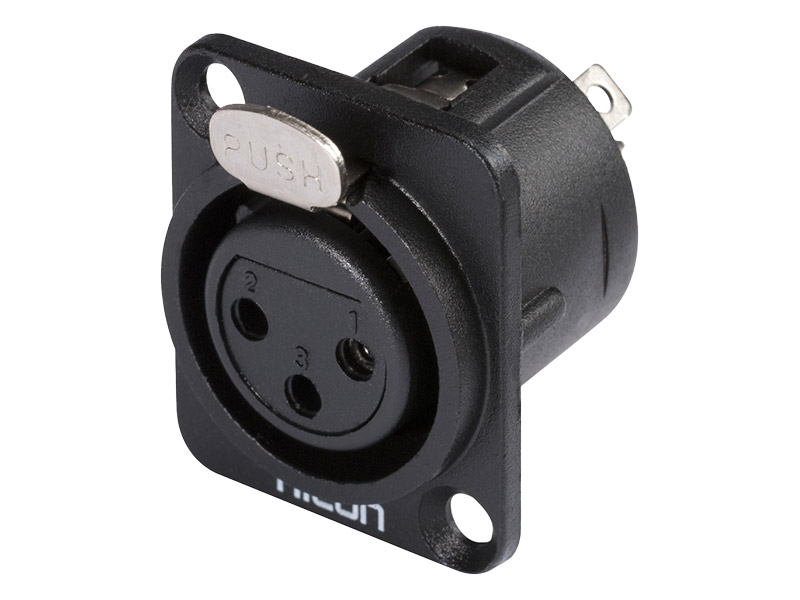 HICON X3DF-M XLR panelový konektor černý - samice | Mikrofonní kabely - 01
