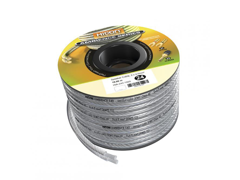 HICON HIFI HIA-240-2000 reproduktorový kabel 2x4mm - 20m | Kabelové rozdělovač - 01