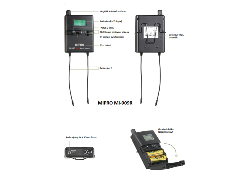 MIPRO MI-909R - 5E 480-544MHz | In-Ear Digital - 02