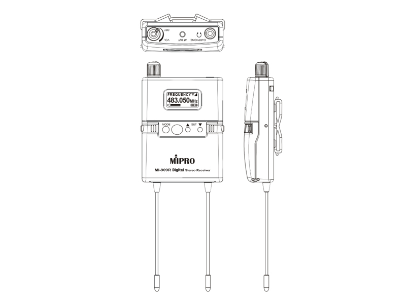 MIPRO MI-909 IEM Digital - 5F 540-604MHz | In-Ear Digital - 05