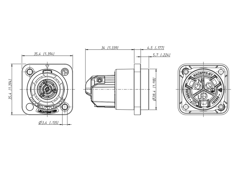 NEUTRIK NAC3FPX-ST-TOP | POWERCON - panelové - 03