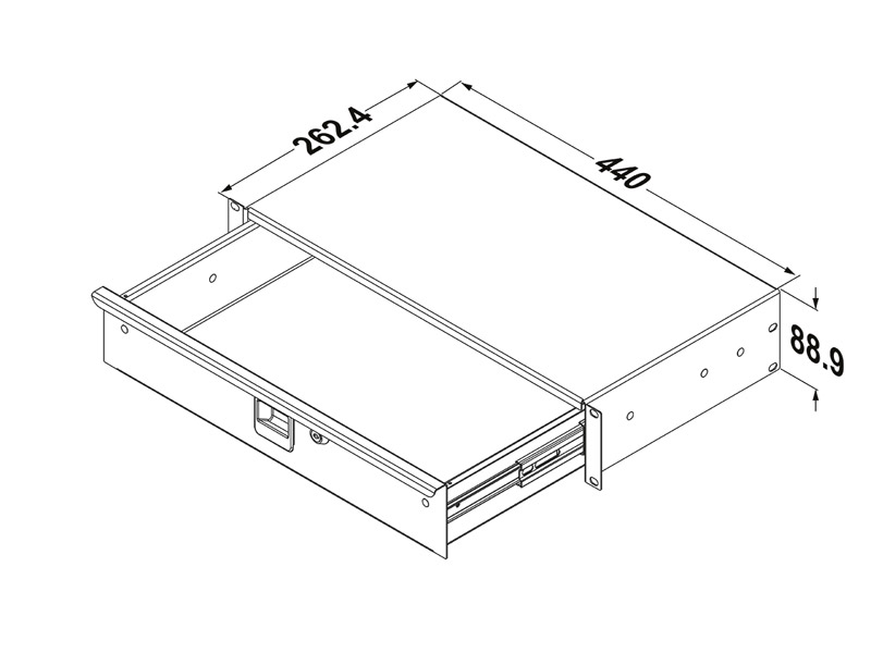 Penn Elcom R1292k/10 - šuplík 2U s hloubkou 260mm | Zásuvky - 02
